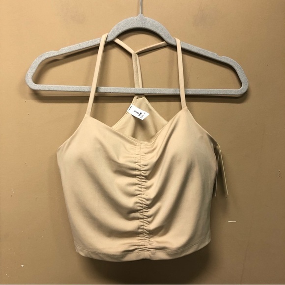 All In Motion Flex Shirred Cropped Tank Beige Size M NWT - Picture 1 of 6